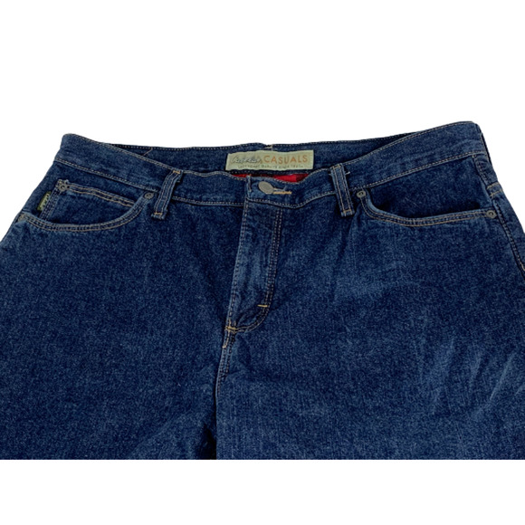 Cabelas Womens 14 R Straight Leg Jeans Red Buffalo Plaid Flannel Lined Denim - Picture 4 of 12